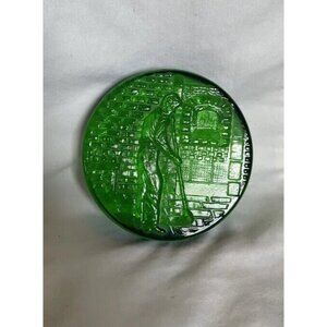 Estate Hand Blown Glass Artist Paperweight Image Green Translucent Rare Vintage‎